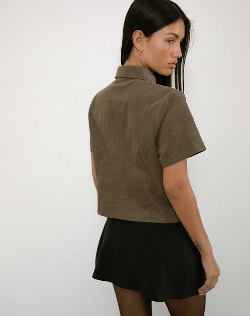 Chemise Samas, cordon taupe