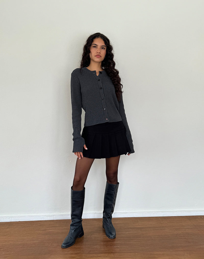 Image de Samaya Cardigan en tricot anthracite foncé