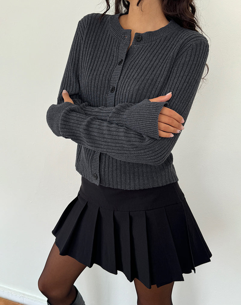 Image de Samaya Cardigan en tricot anthracite foncé