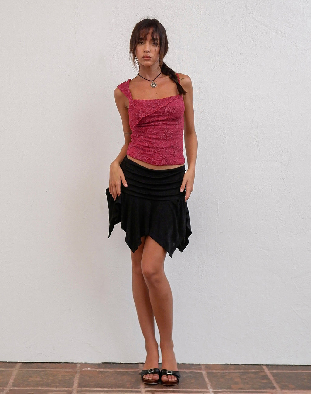 Minijupe fluide taille basse Tasdi, noir