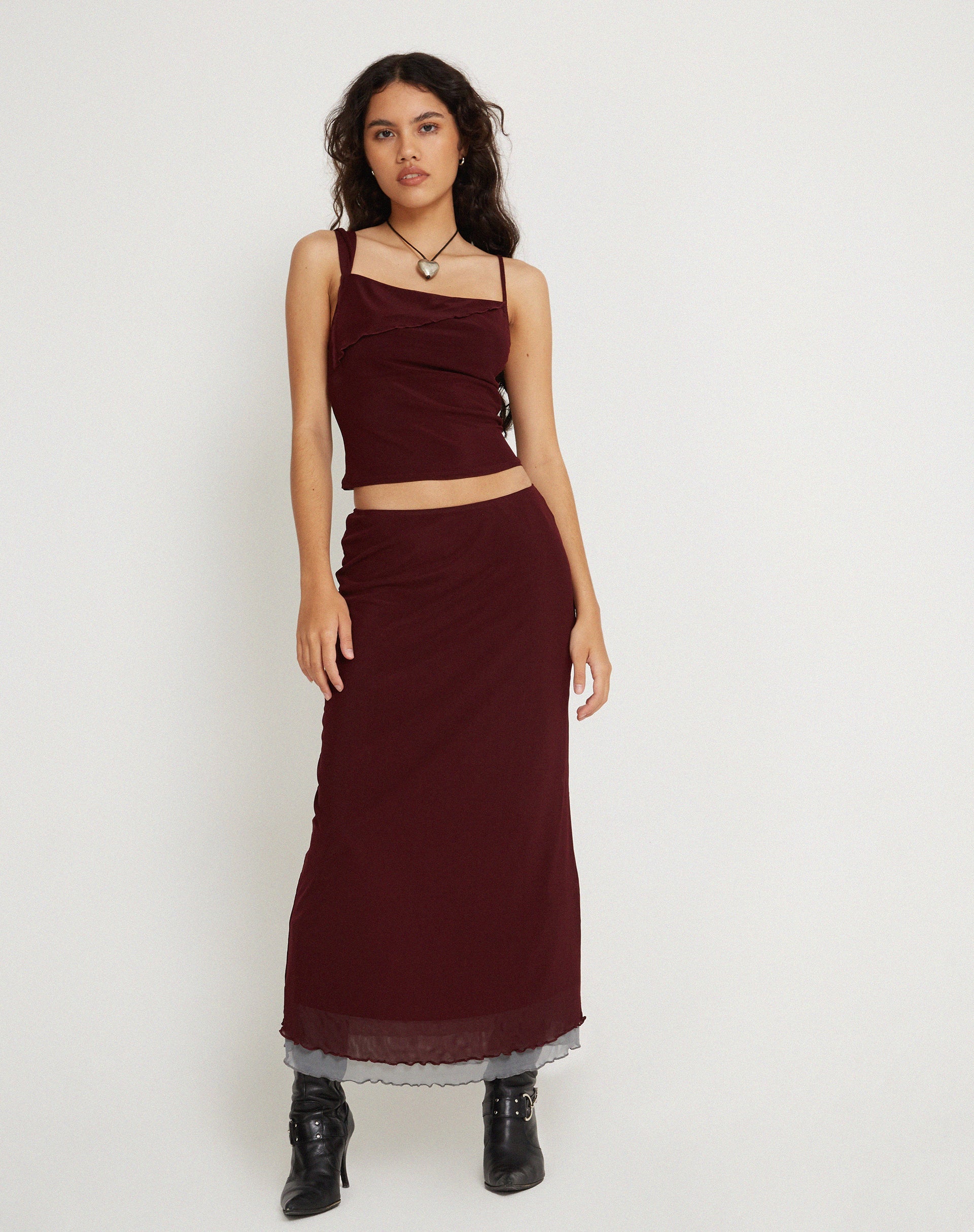 Image de Sambu Crop Top in Mesh Burgundy
