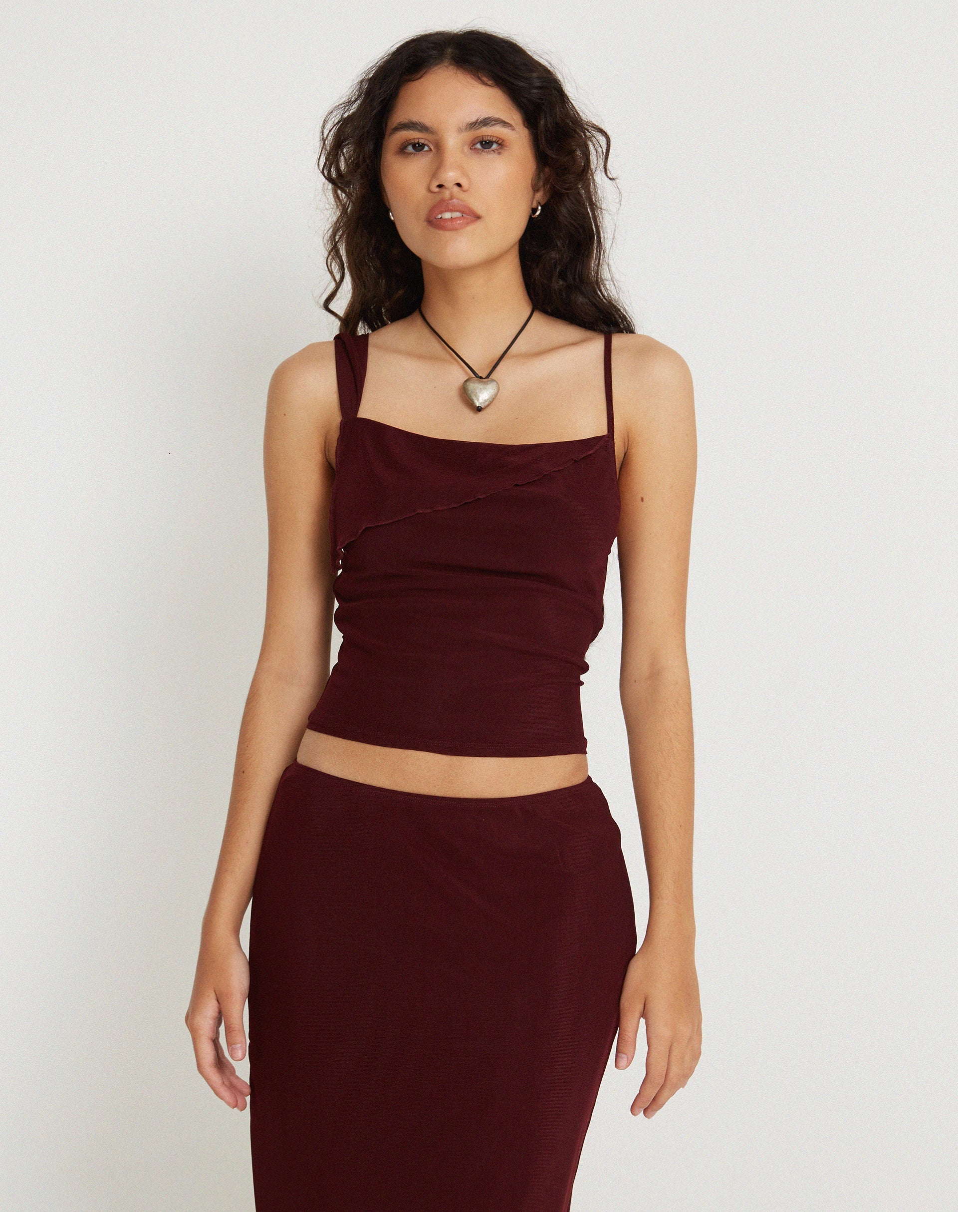 Image de Sambu Crop Top in Mesh Burgundy