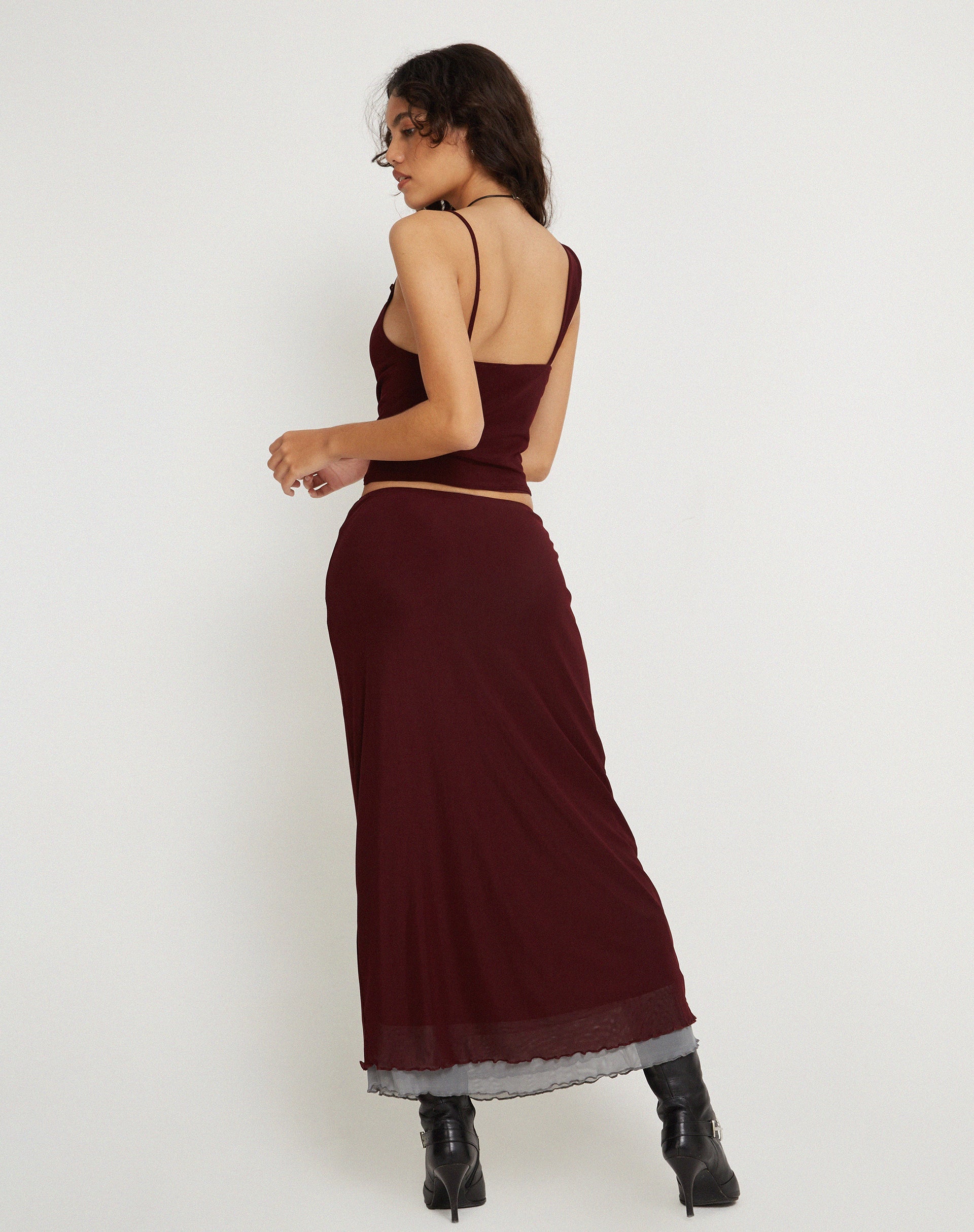 Image de Sambu Crop Top in Mesh Burgundy