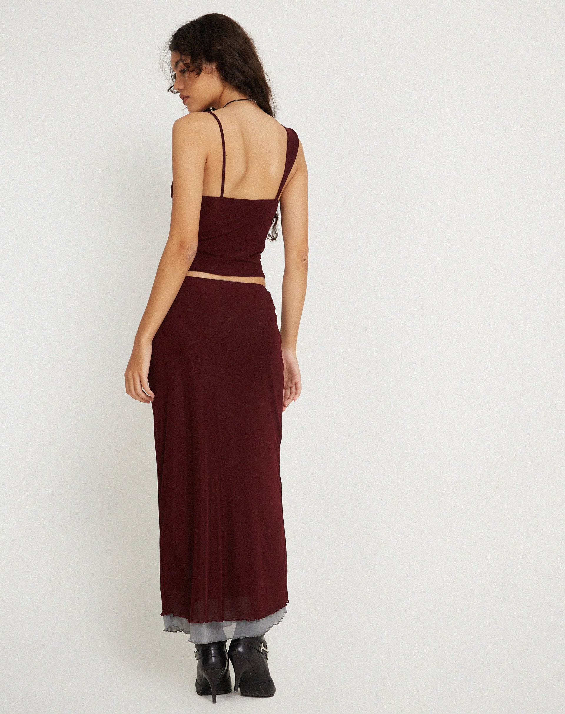 Image de Sambu Crop Top in Mesh Burgundy