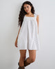 Image of Sanaly Mini Dress in White with Black Micro Polka