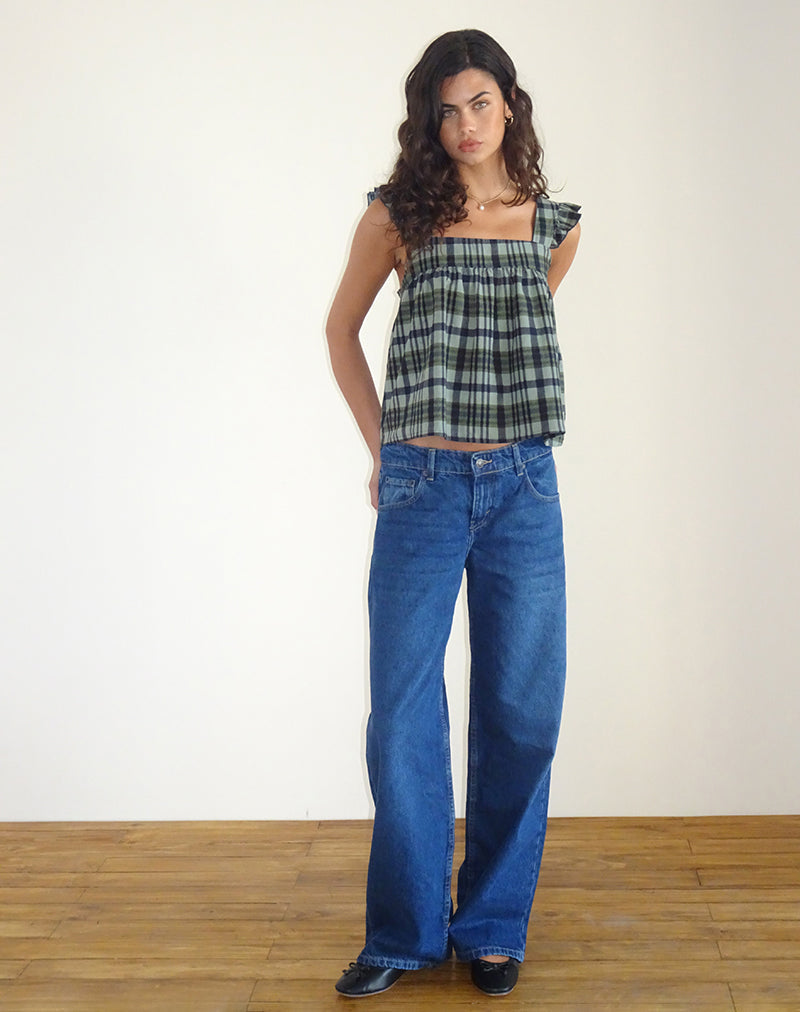 Image de Sanula Top in Linen Mono Check Green