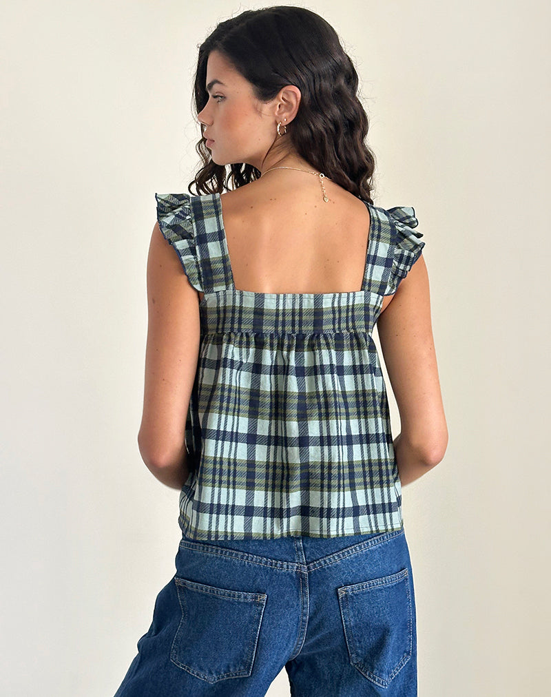 Image de Sanula Top in Linen Mono Check Green