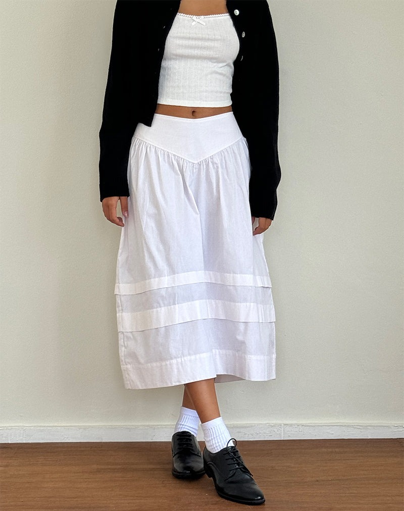 Image de Sarayu Midi Skirt in Poplin White