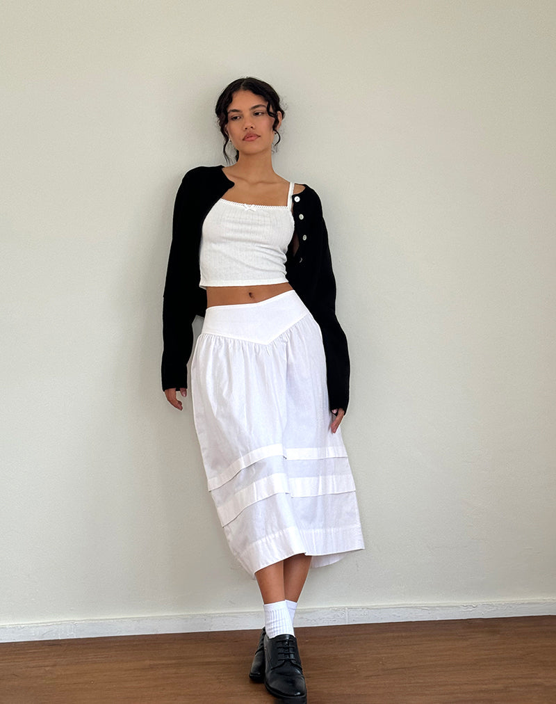 Image de Sarayu Midi Skirt in Poplin White