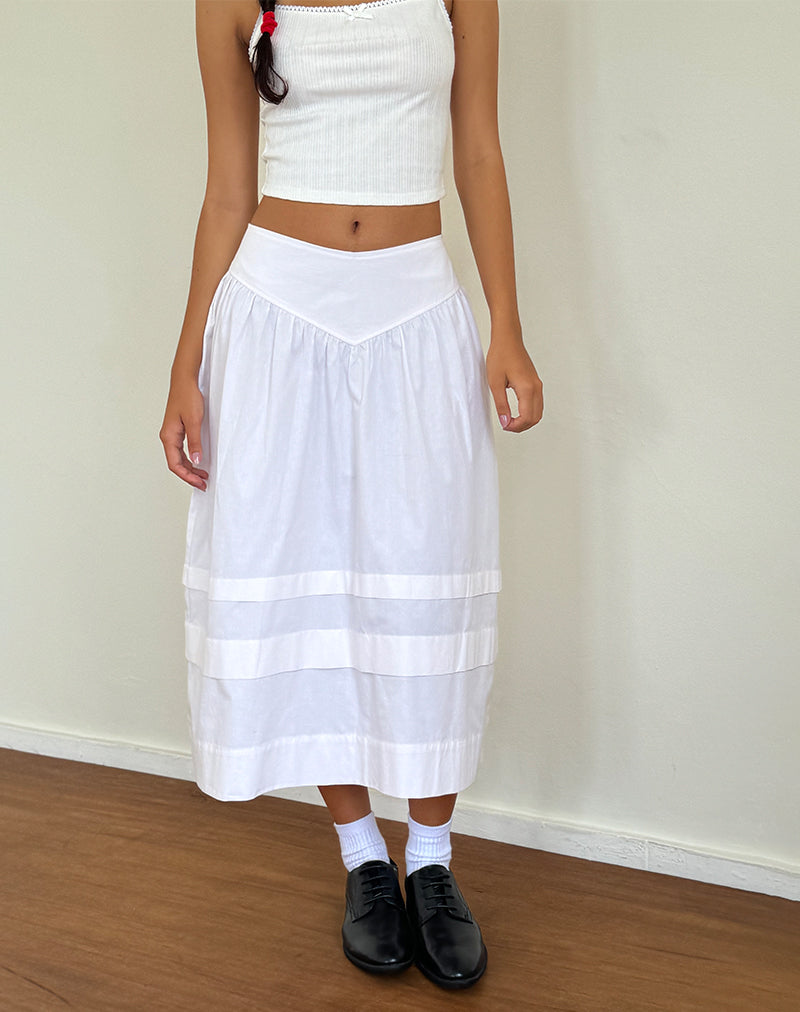 Image de Sarayu Midi Skirt in Poplin White