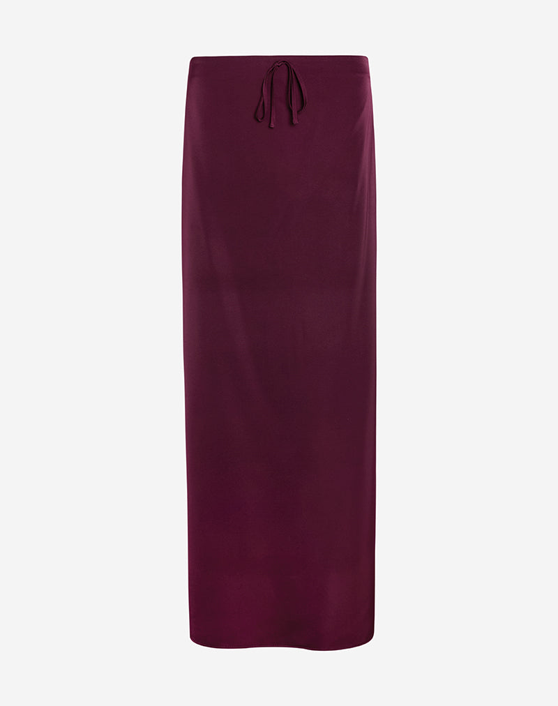 Image de Sarinem Maxi Skirt in Satin Burgundy