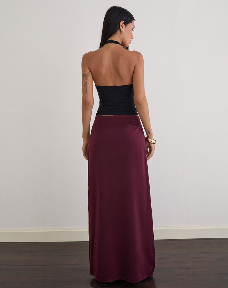 Image de Sarinem Maxi Skirt in Satin Burgundy