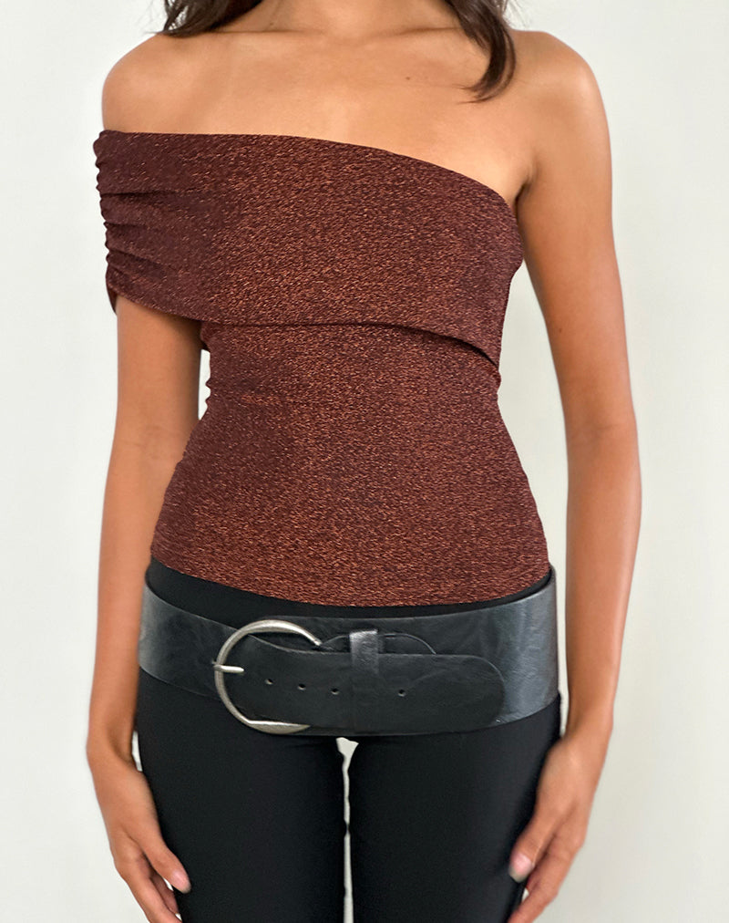 Image de Sarla One Shoulder Top in Jersey Glitter Copper