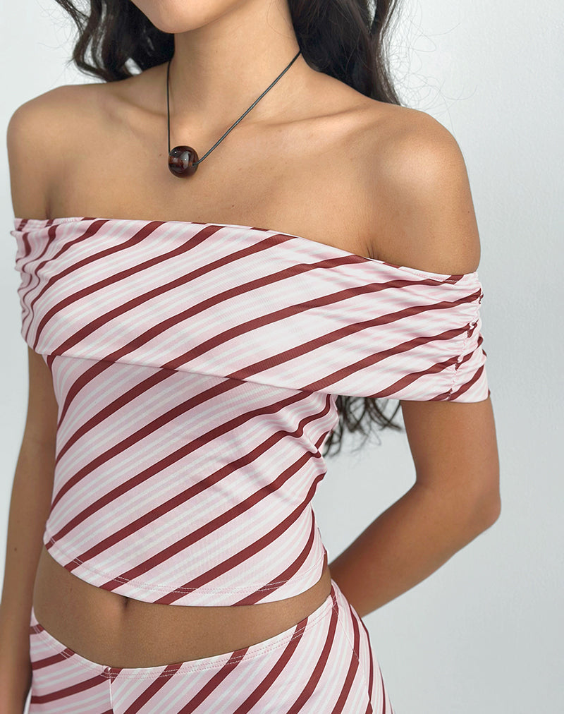Image de Sarla One Shoulder Top in Diagonal Stripe Pink