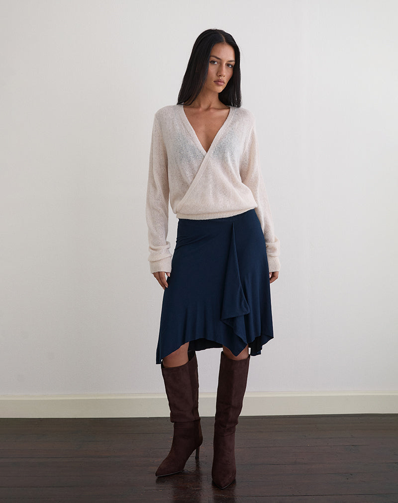 Image de Saroya Plunge Wrap Top in Knit Ecru