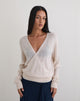 Image de Saroya Plunge Wrap Top in Knit Ecru