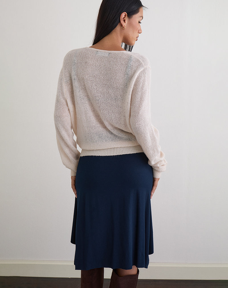 Image de Saroya Plunge Wrap Top in Knit Ecru