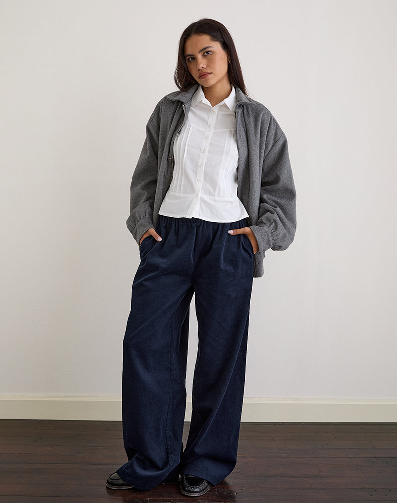 Image de Sasiya Pantalon à ceinture en velours côtelé marine