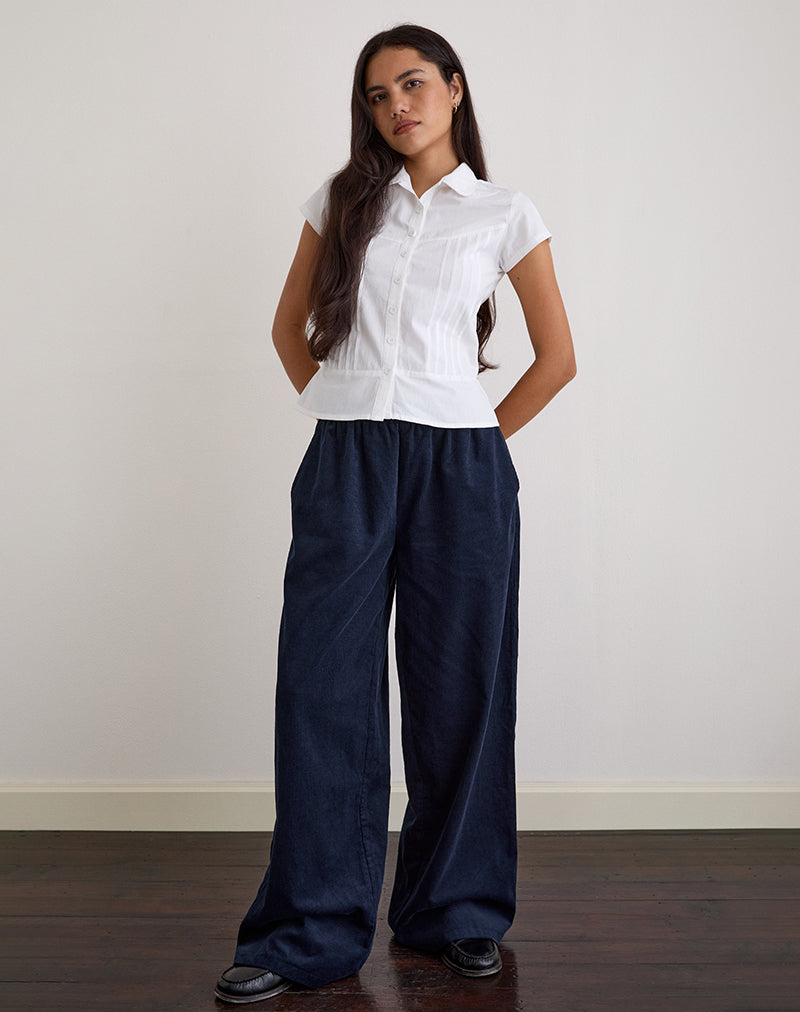 Image de Sasiya Pantalon à ceinture en velours côtelé marine
