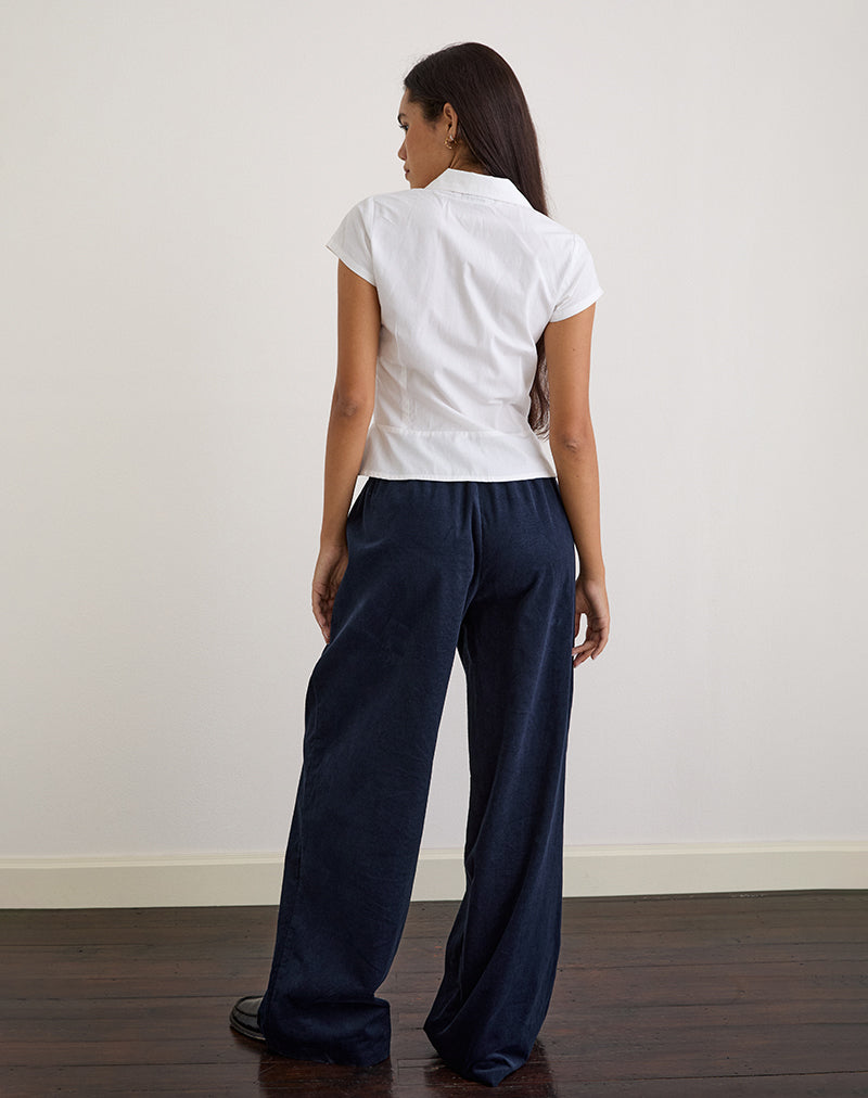 Image de Sasiya Pantalon à ceinture en velours côtelé marine
