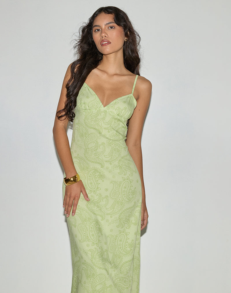 Image de Sastra Midi Dress in Retro Paisley Lime