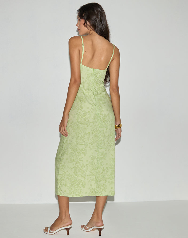 Image de Sastra Midi Dress in Retro Paisley Lime