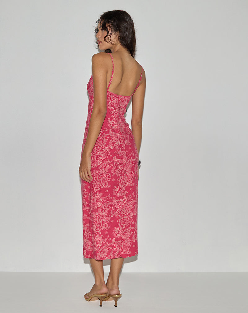 Image de Sastra Midi Dress in Retro Paisley Pink