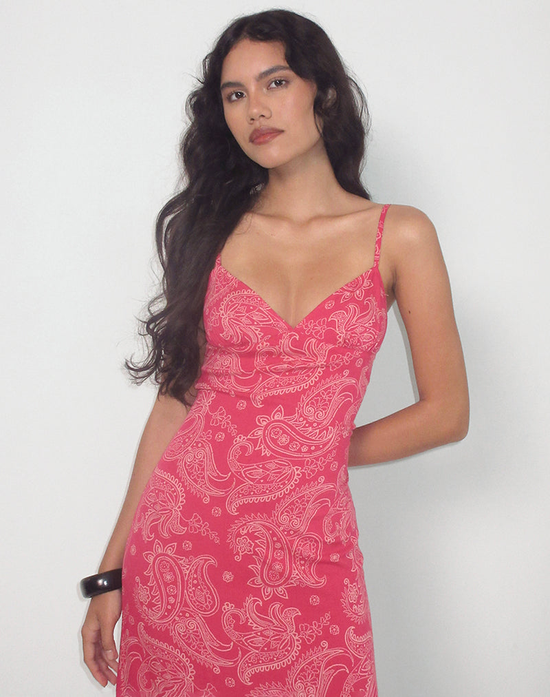 Image de Sastra Midi Dress in Retro Paisley Pink