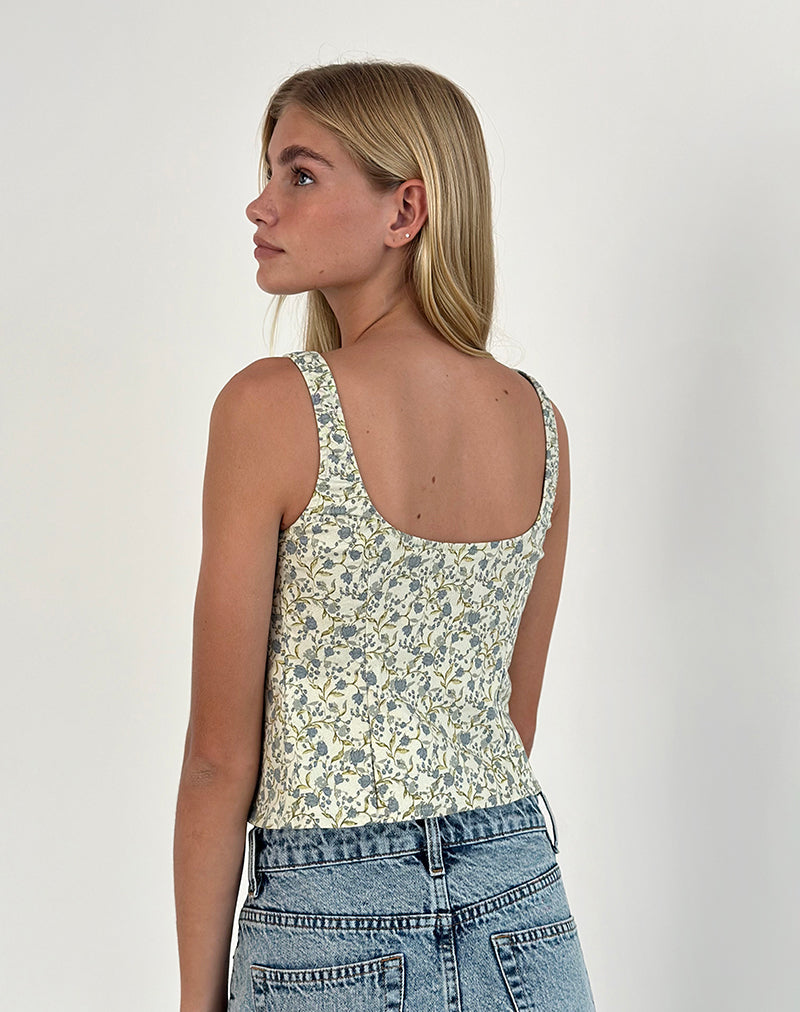 Image de Sauva Tie Front Top in Pretty Floral Light Sage