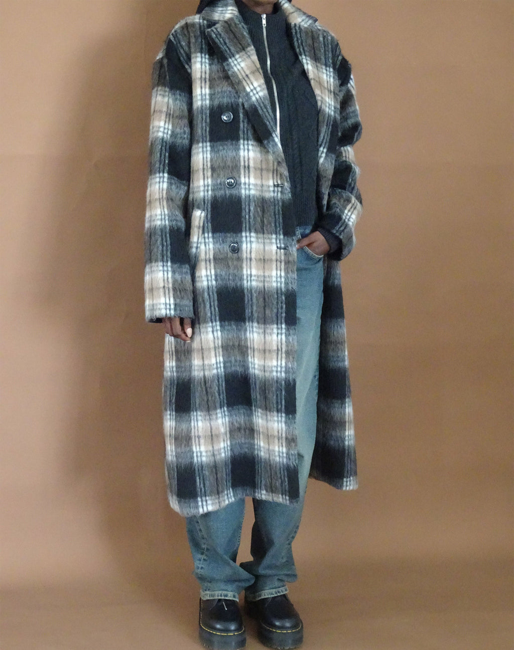 Manteau Sawai en noir et brun