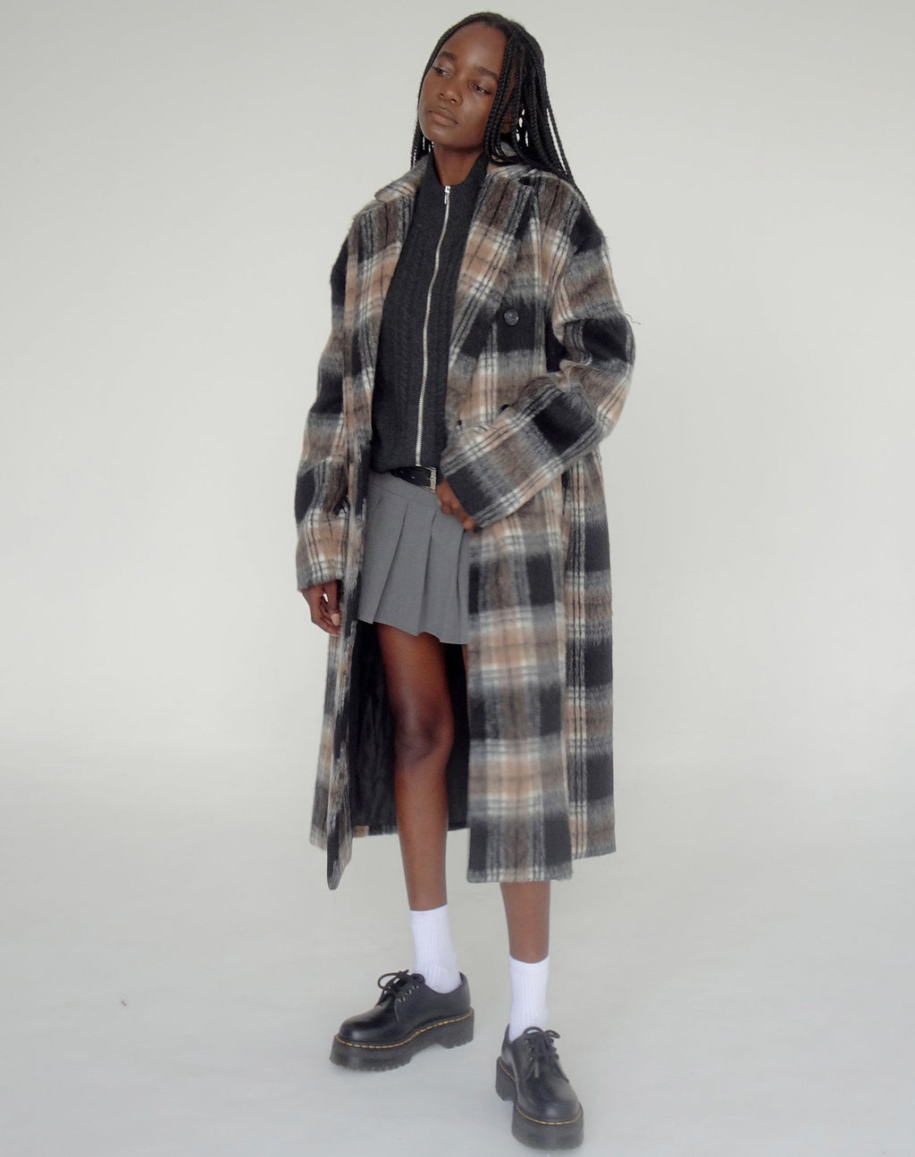 Manteau Sawai en noir et brun