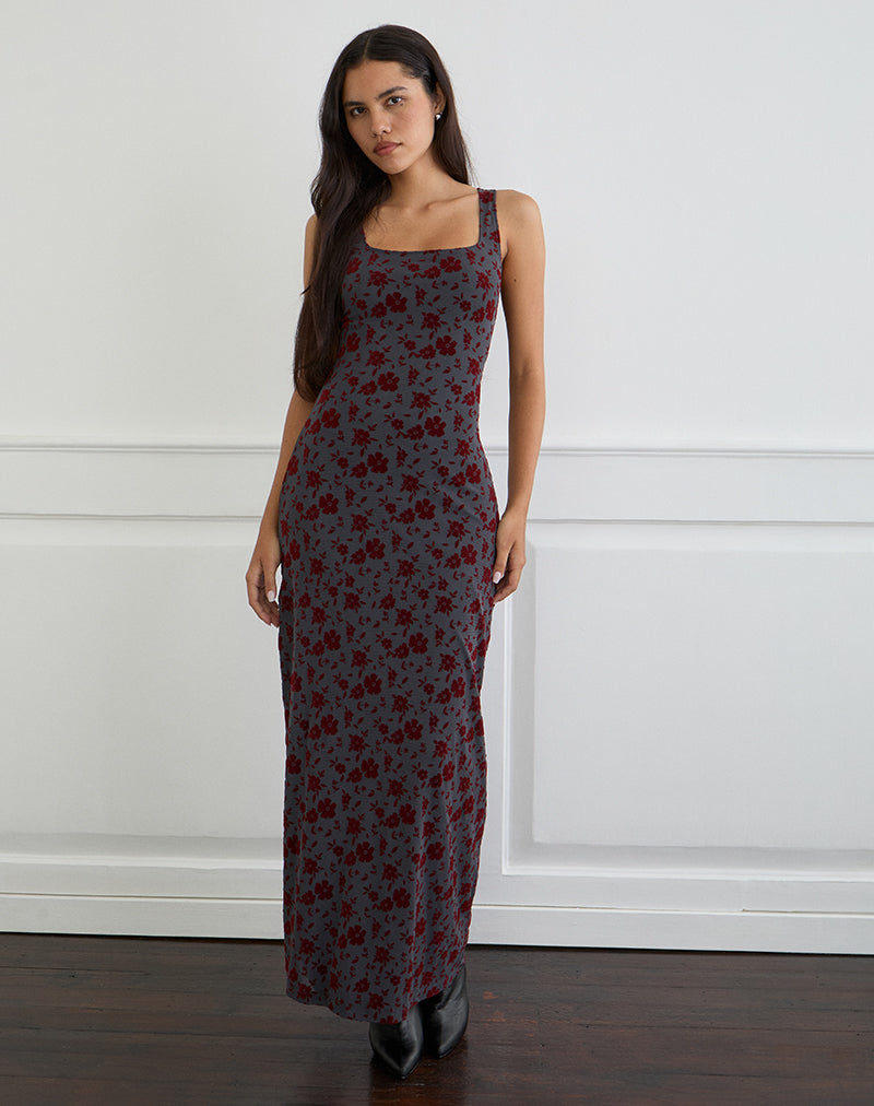 Image de Sayidan Maxi Dress in Garden Floral Blue Grey