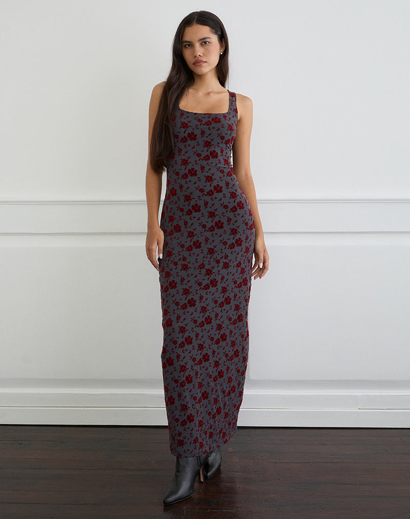 Image de Sayidan Maxi Dress in Garden Floral Blue Grey