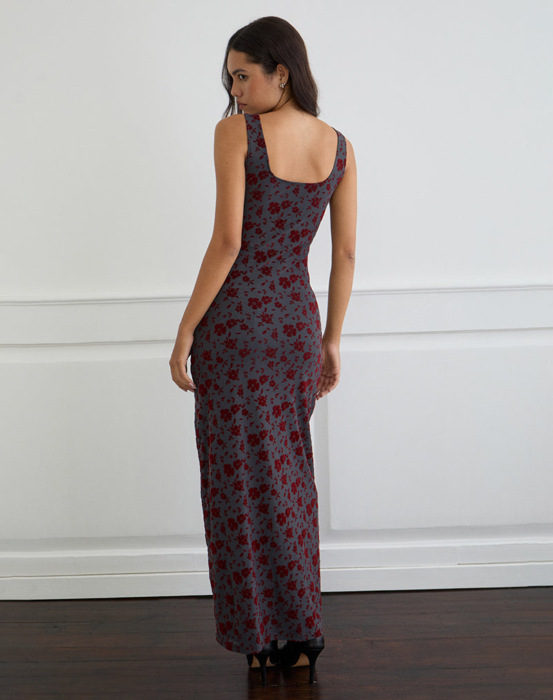 Image de Sayidan Maxi Dress in Garden Floral Blue Grey