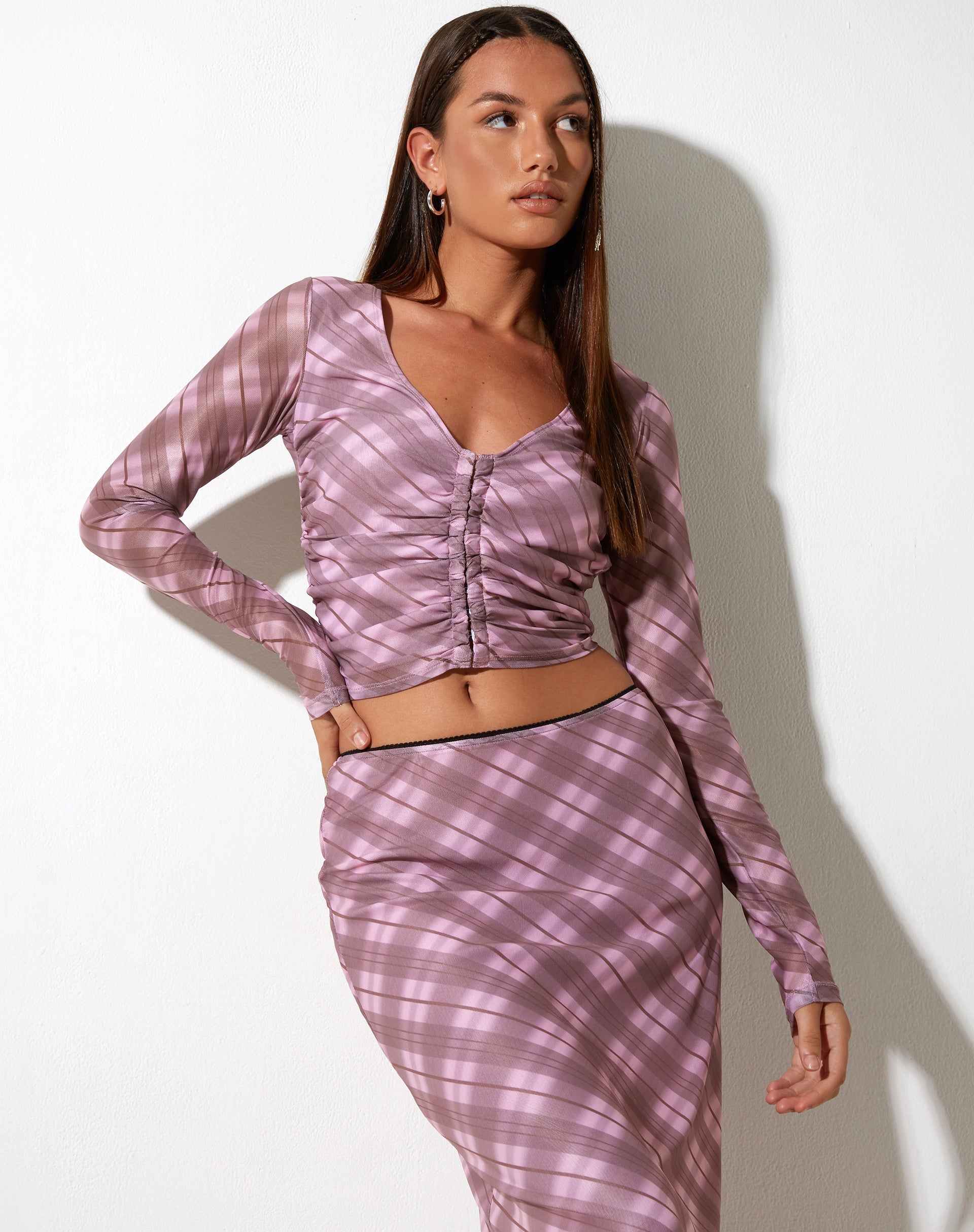 IMAGE DE Wesley Crop Top à carreaux roses flous