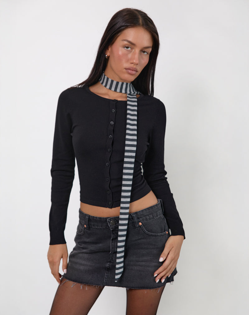 Foulard skinny à rayures grises et noires