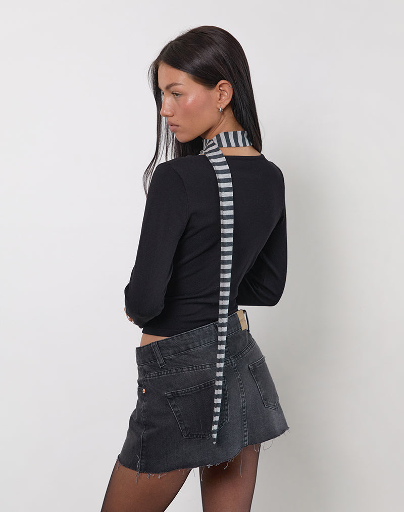 Image de l'écharpe Skinny à rayures grises et noires
