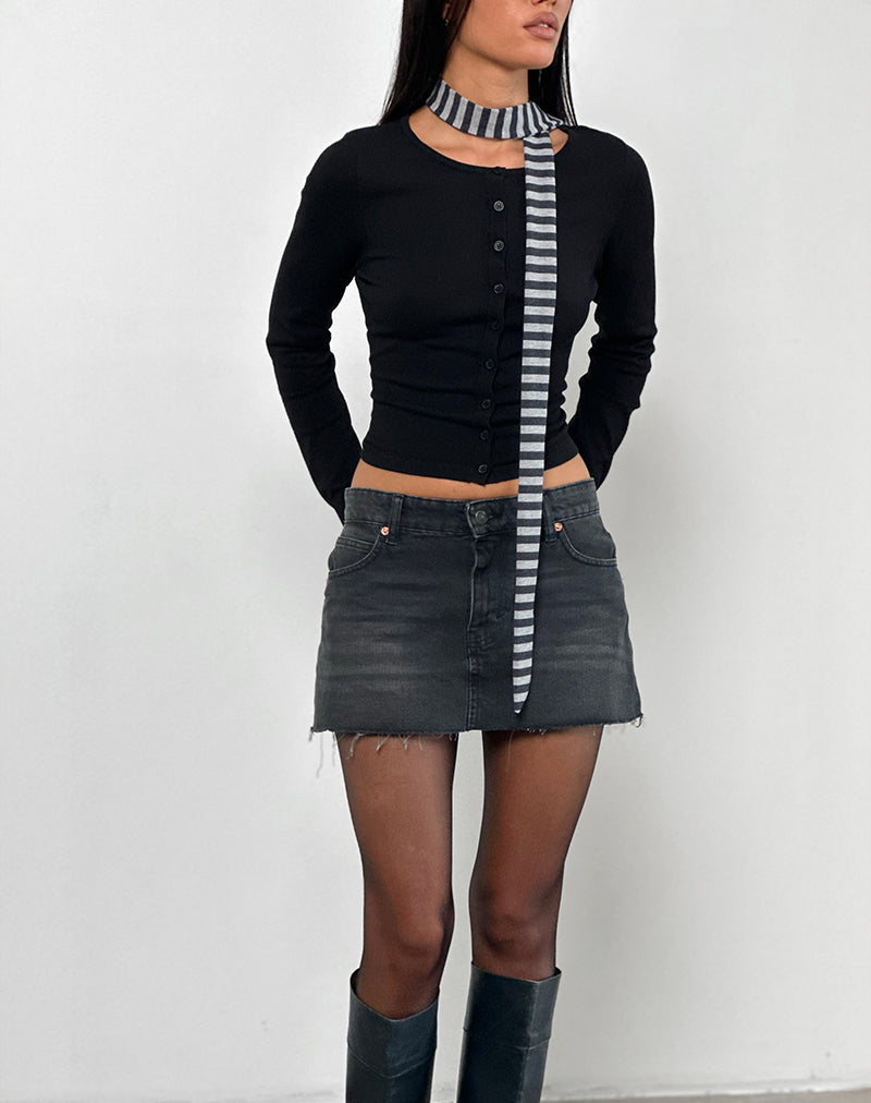 Image de l'écharpe Skinny à rayures grises et noires