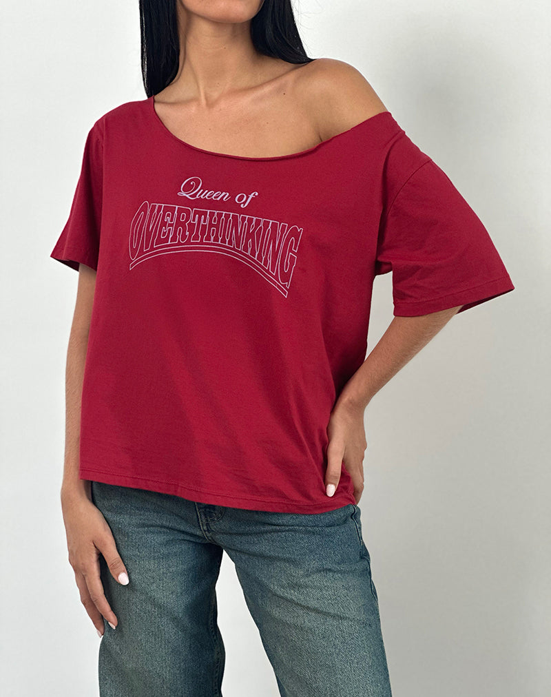 Scottie Slouchy Tee in Adrenaline Red with Overthinking Graphic (T-shirt souple Scottie en rouge adrénaline avec graphique Overthinking)