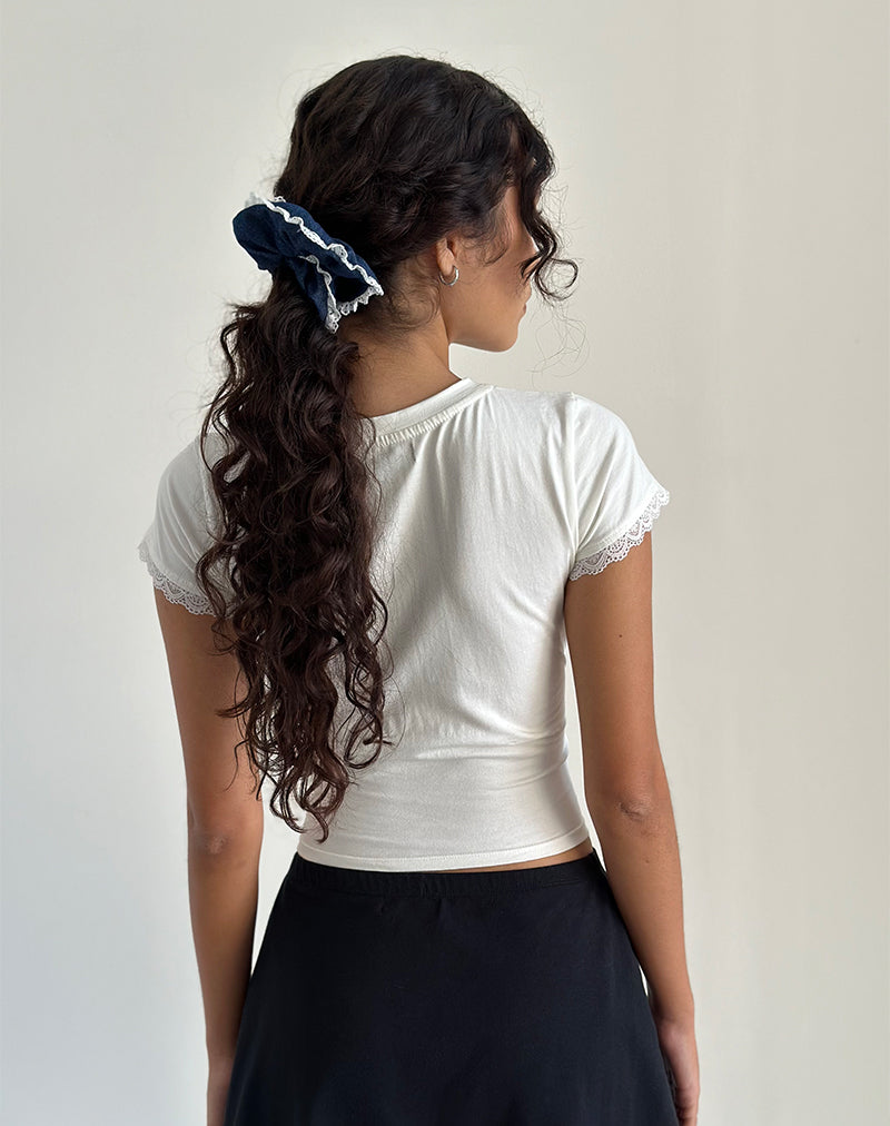 Image de Chouchou en Denim Chambray avec dentelle