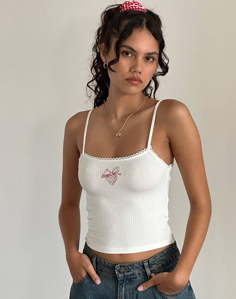 Image de Chouchou en vichy rouge avec dentelle