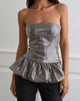 Image de Seada Peplum Top in Sequin Check Brown