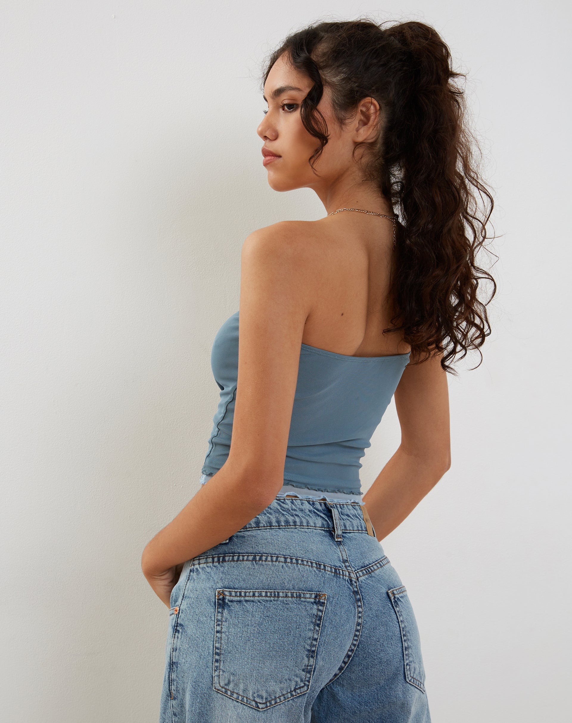 Image de Seka Bandeau Top in Mesh Tonal Blue