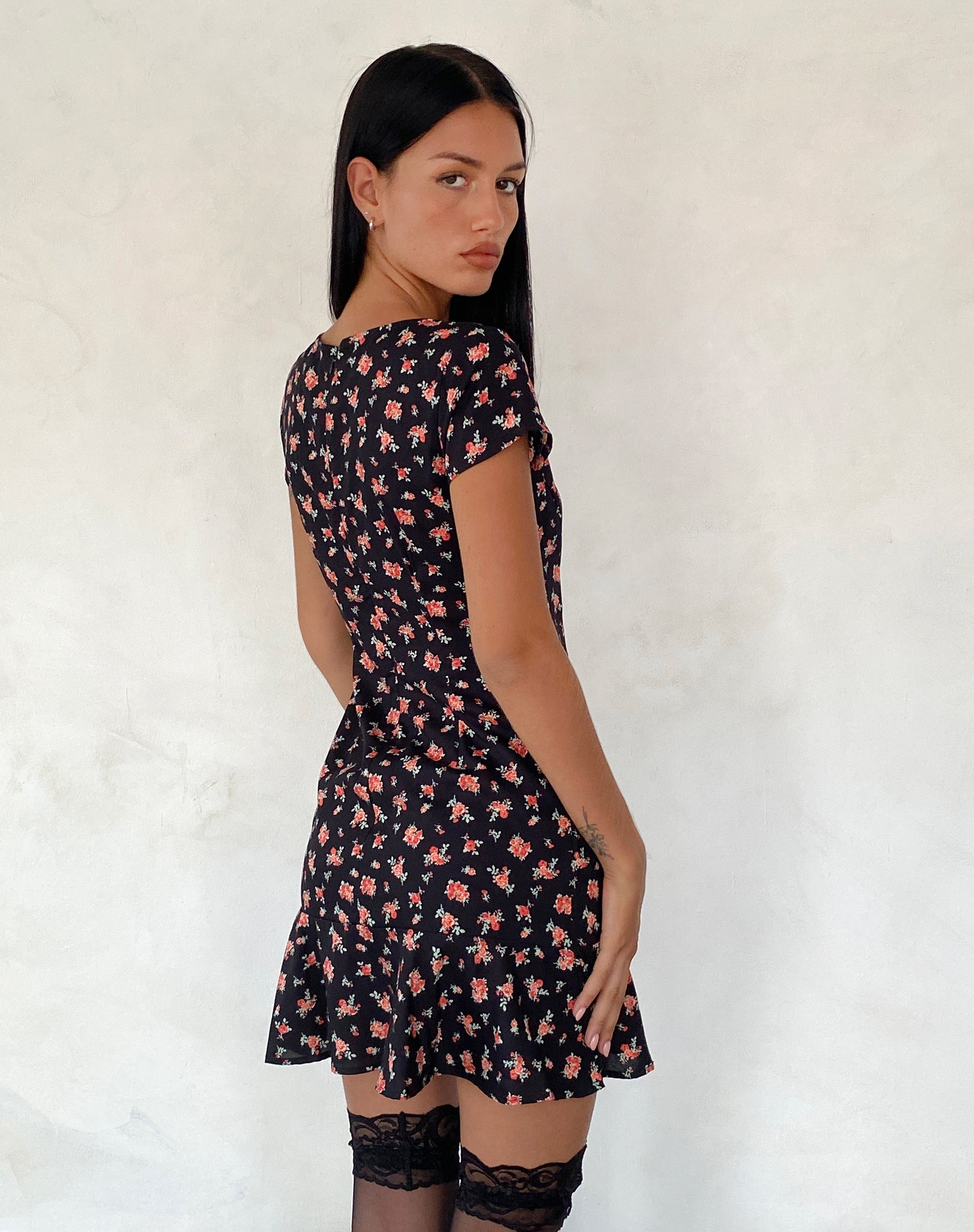 Image de Seleg Mini Dress in Flowing Rose Black