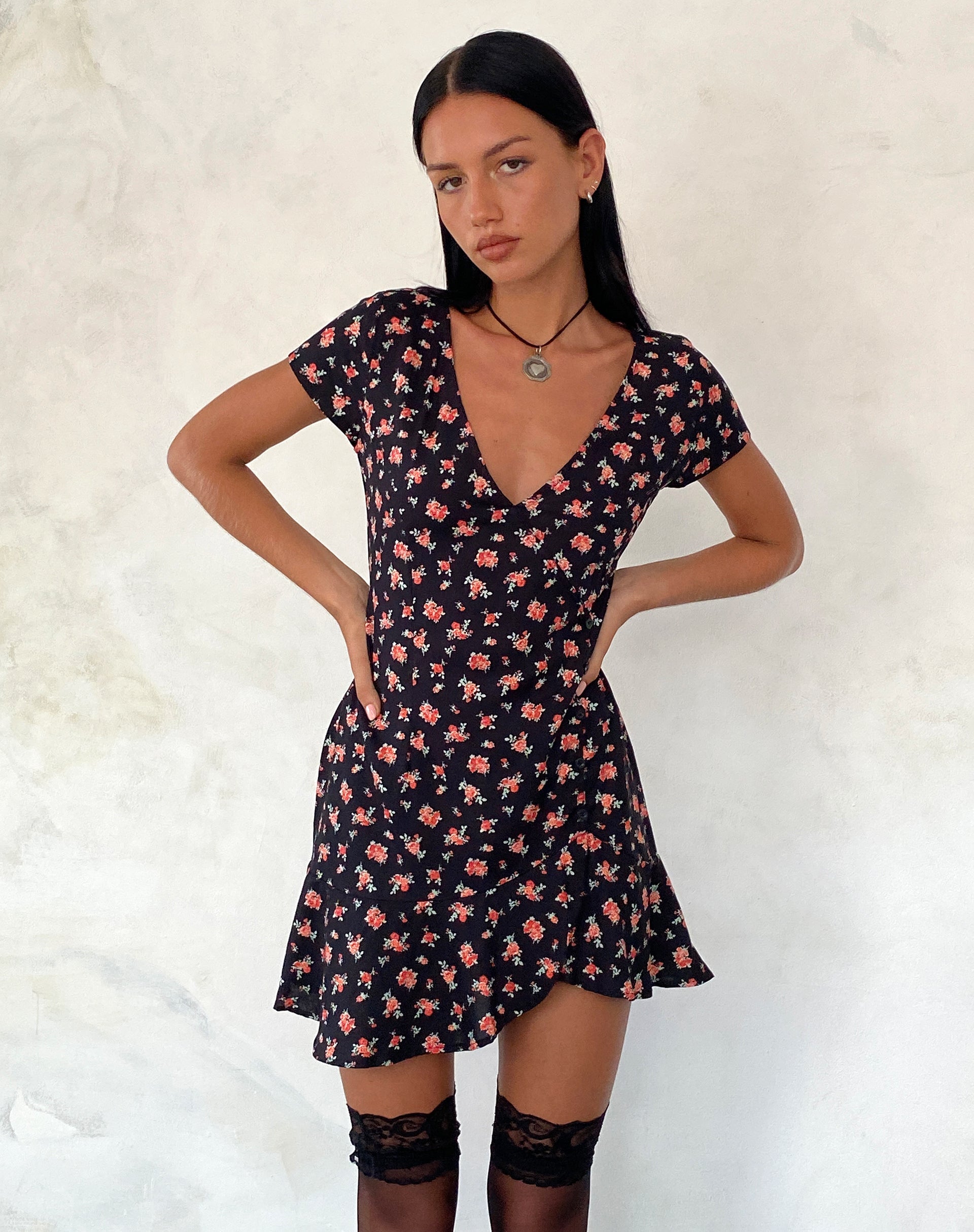 Image de Seleg Mini Dress in Flowing Rose Black