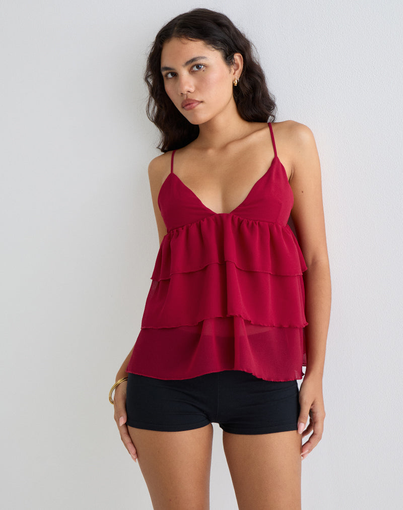 Image de Selvina Frill Cami Top in Red