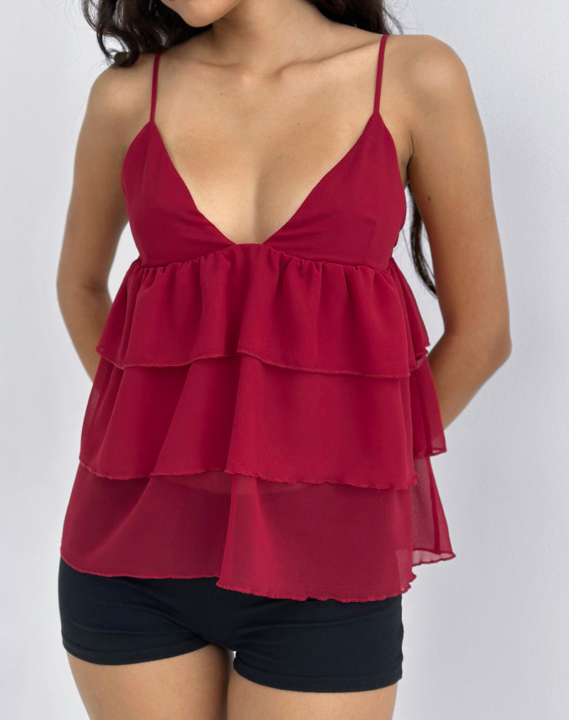 Image de Selvina Frill Cami Top in Red