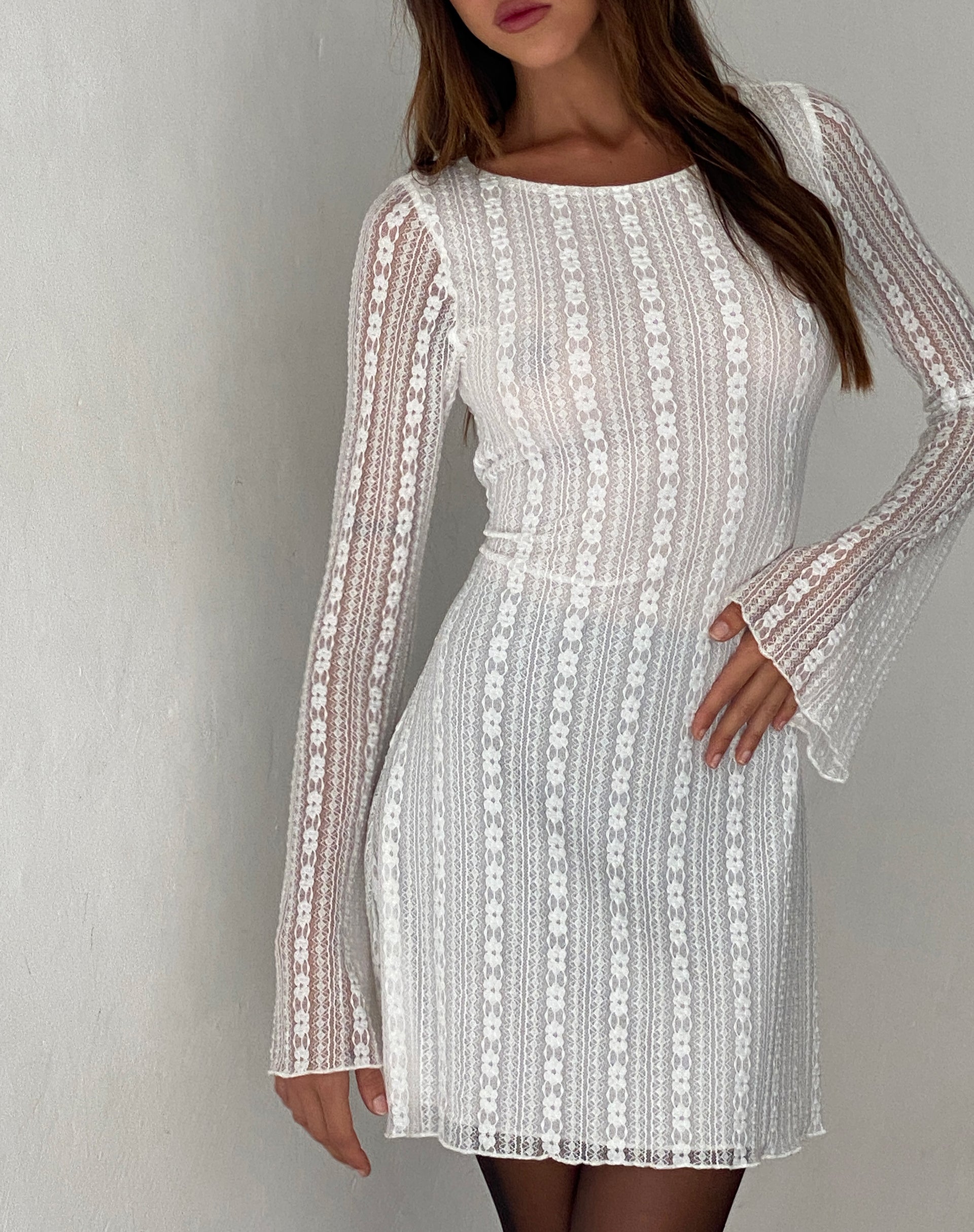 Image de Senna Mini Robe en Dentelle Blanc