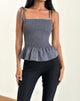 Image de Seora Tie Shoulder Shirred Top in Grey
