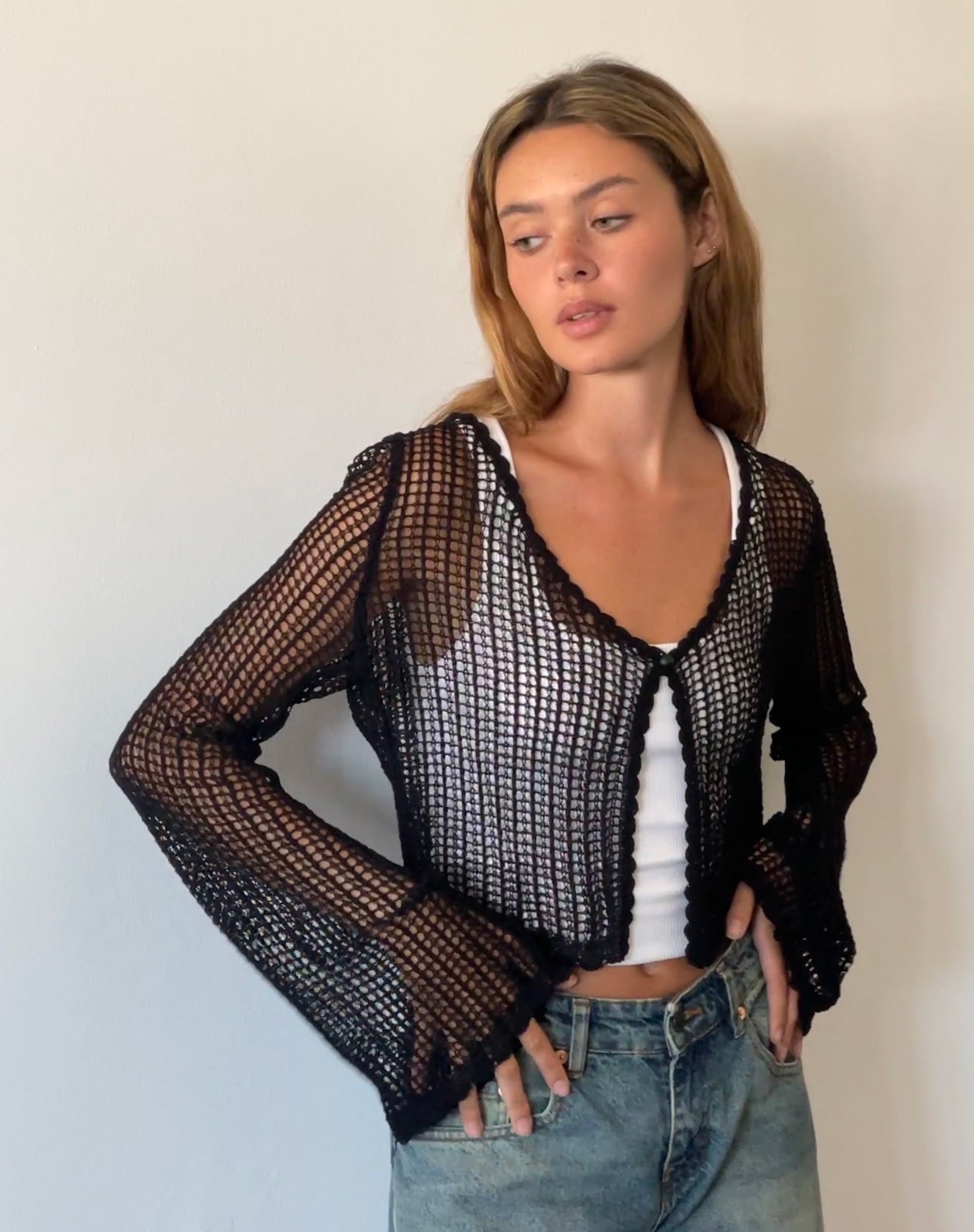 Image de Septa Cardigan en tricot croisé en noir